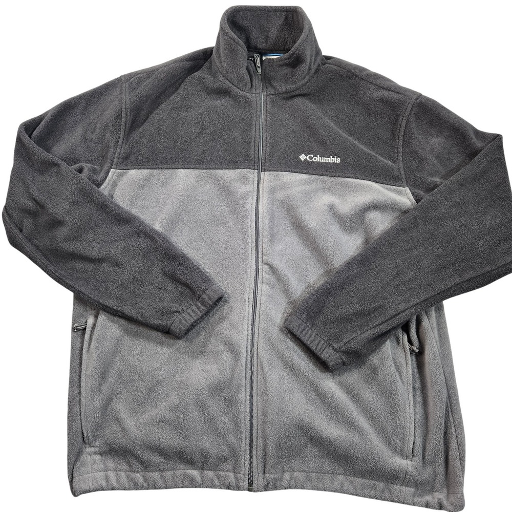 Columbia Jacket Mens 2XL Gray Fleece Full Zip Outdoor Hiking Warm Layer WM3220